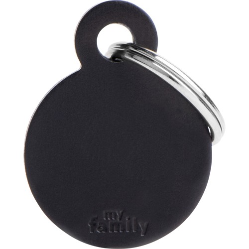 Myfamily Basic Sirkel ID tag aluminium - 32x39 mm - Sort