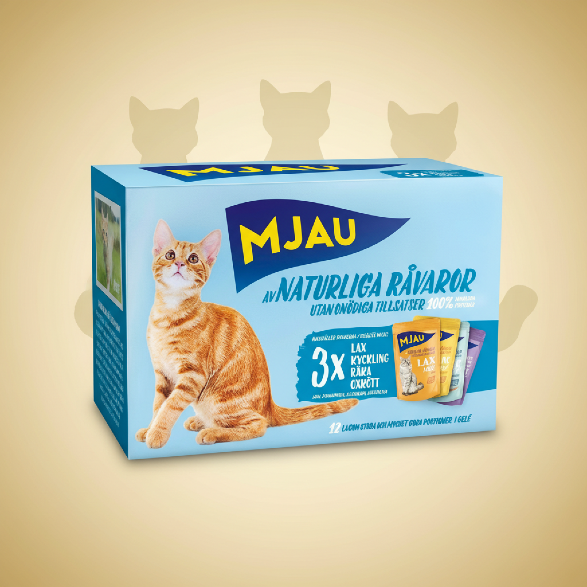 Mjau Pouch Multipack kjøtt og fisk i gele 12x85gr