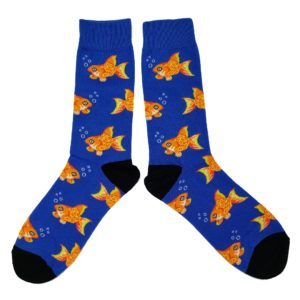 Blå sokk med gullfisker