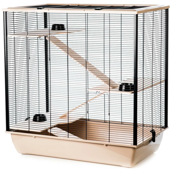 Hamsterbur Frodo Beige-Black M.Etasjer av Tre 78x48x80cm