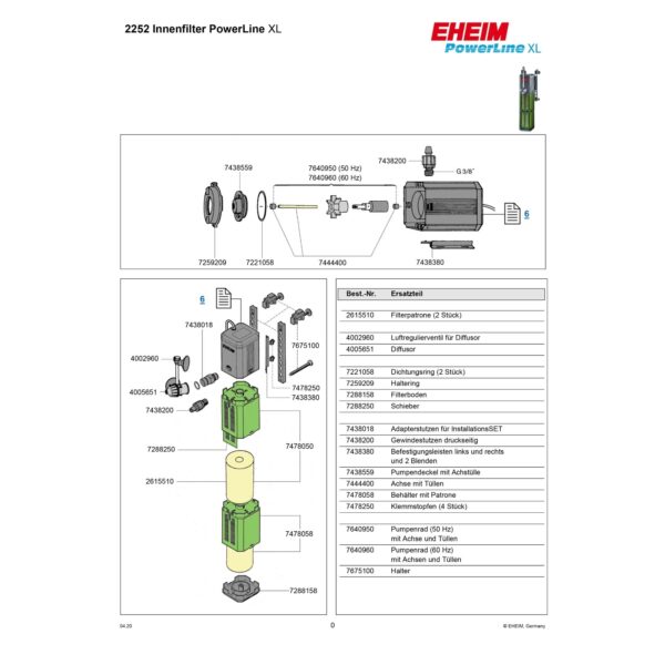 Eheim innvendig filter 2252 Powerline XL